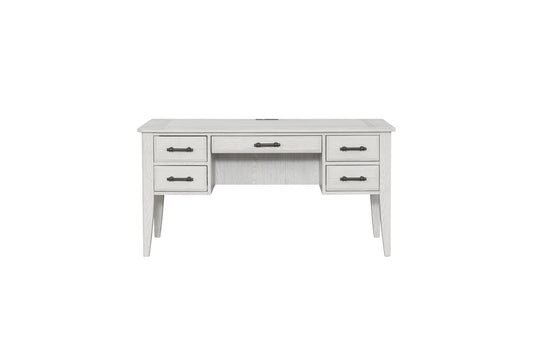 Whitewash 5-Drawer Desk