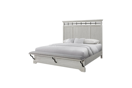 Whitewash Panel Bed with Bench