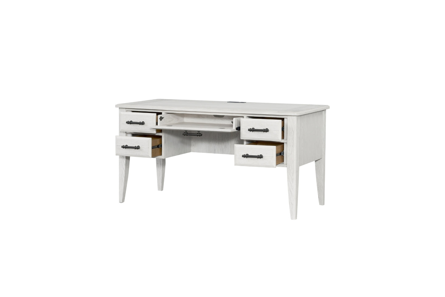 Whitewash 5-Drawer Desk