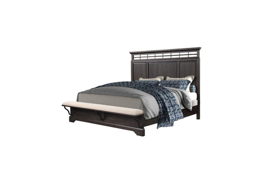 Coffee Panel Bed with Bench