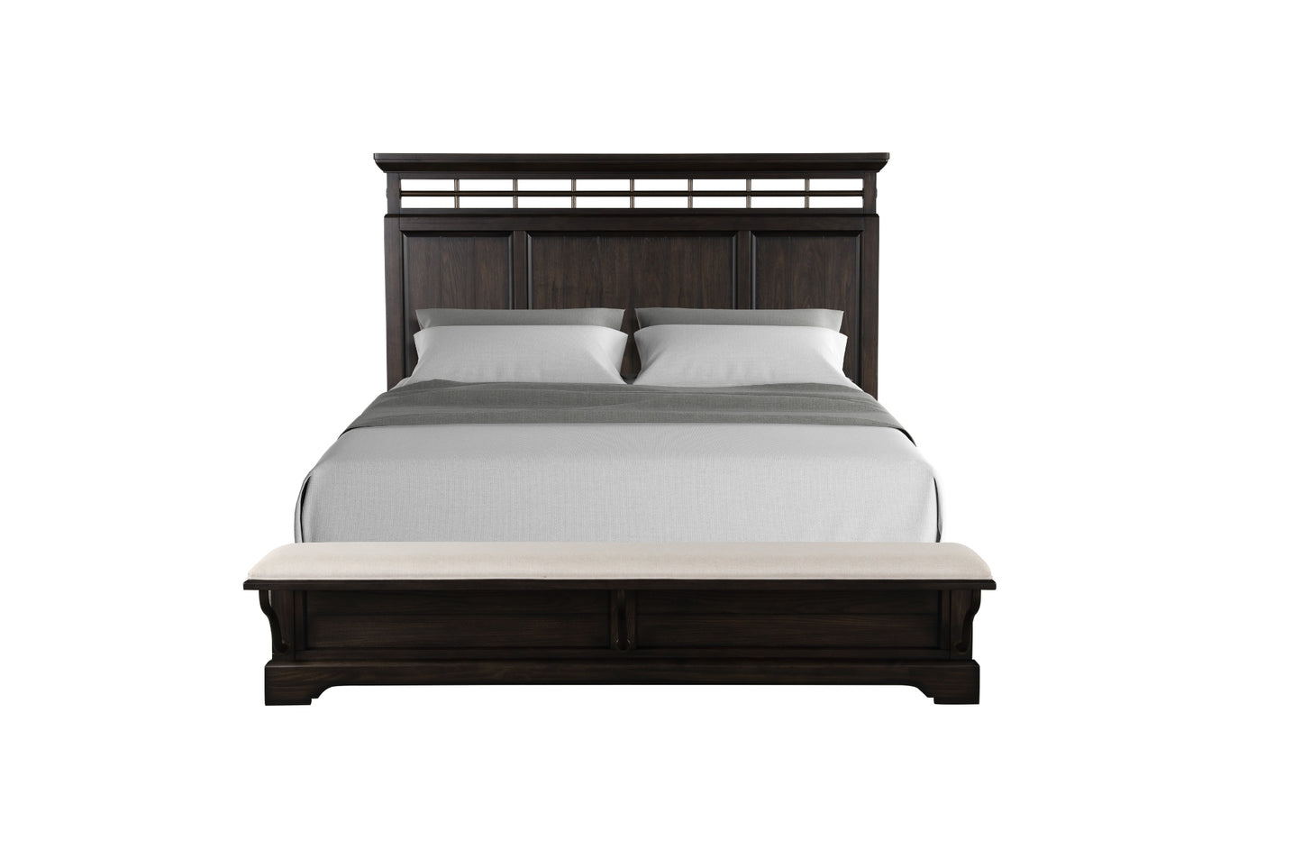 Coffee Panel Bed with Bench