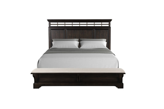 Coffee Panel Bed with Bench